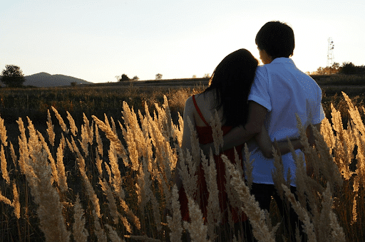 Young couple holding each other