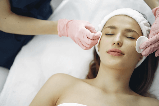 woman getting a facial treatment (beauty therapy image)