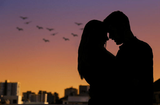 Silhouette photo of a couple during golden hour
