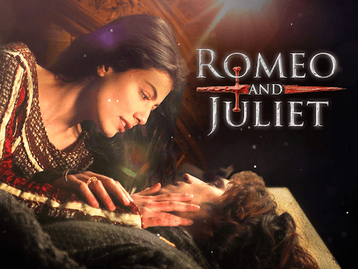  Juliet holding the face of a lying Romeo