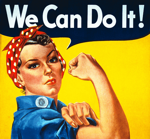 strong woman saying “We Can Do It!”