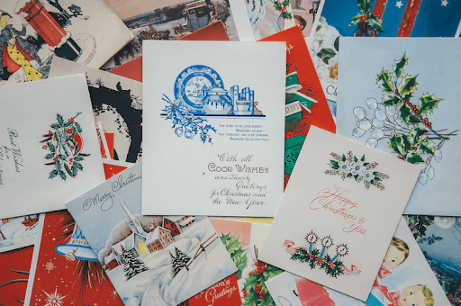 A pile of greeting cards